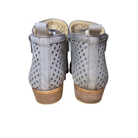 Lucky Brand Healed Leather Perforated Double Zip Bootie Gray Brown Womens 7.5 - Picture 3 of 7